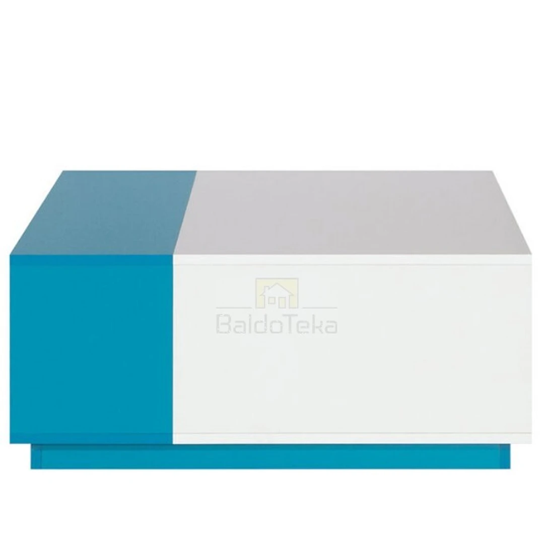 Šiuolaikiška spintelė balta su geltona arba turkio detalėmis