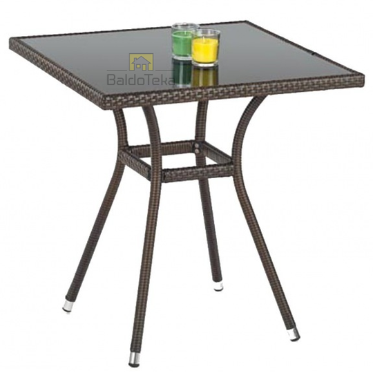 Šiuolaikiška stiklo ir ratano kėdė tamsiai ruda