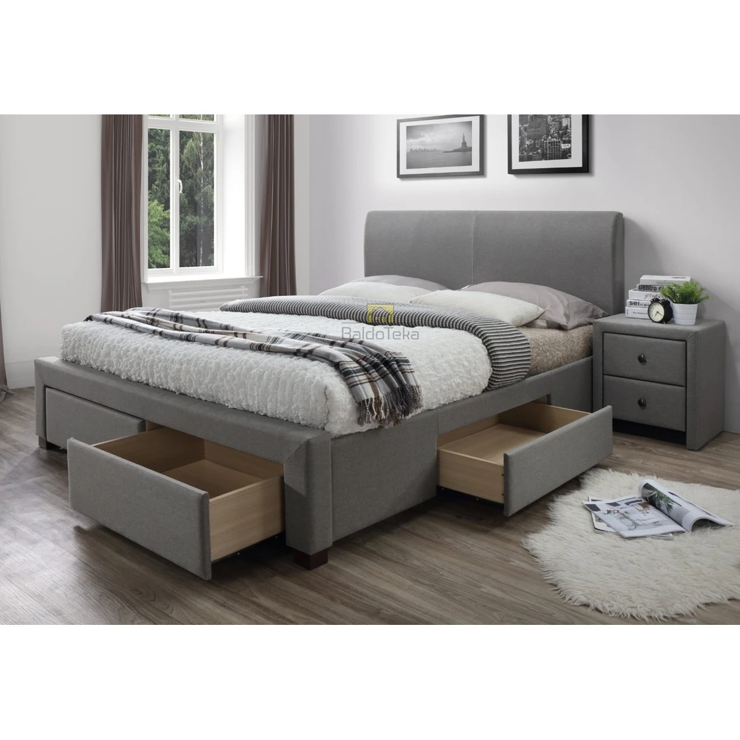 Ergonominis lovos rėmas su stalčiais ir gobelenu