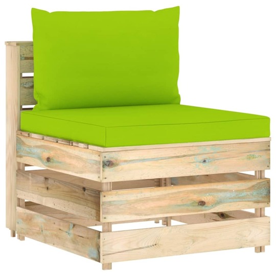 Modulinė-vidurinė sofos dalis su pagalvėlėmis, mediena - Foteliai, sofos