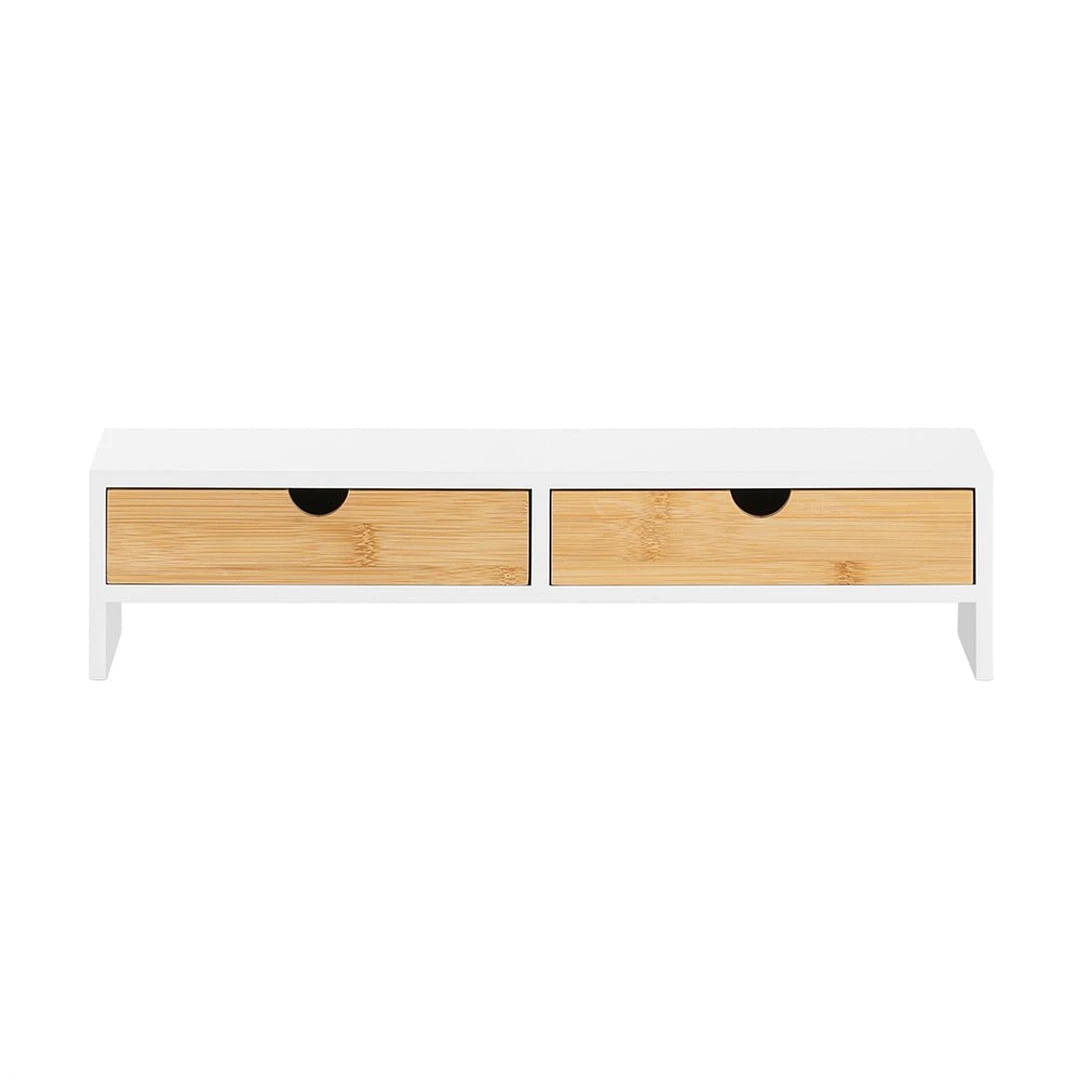 Monitoriaus stovas 47x18x11cm., baltos/šviesiai rudos spalvos - Darbo stalai