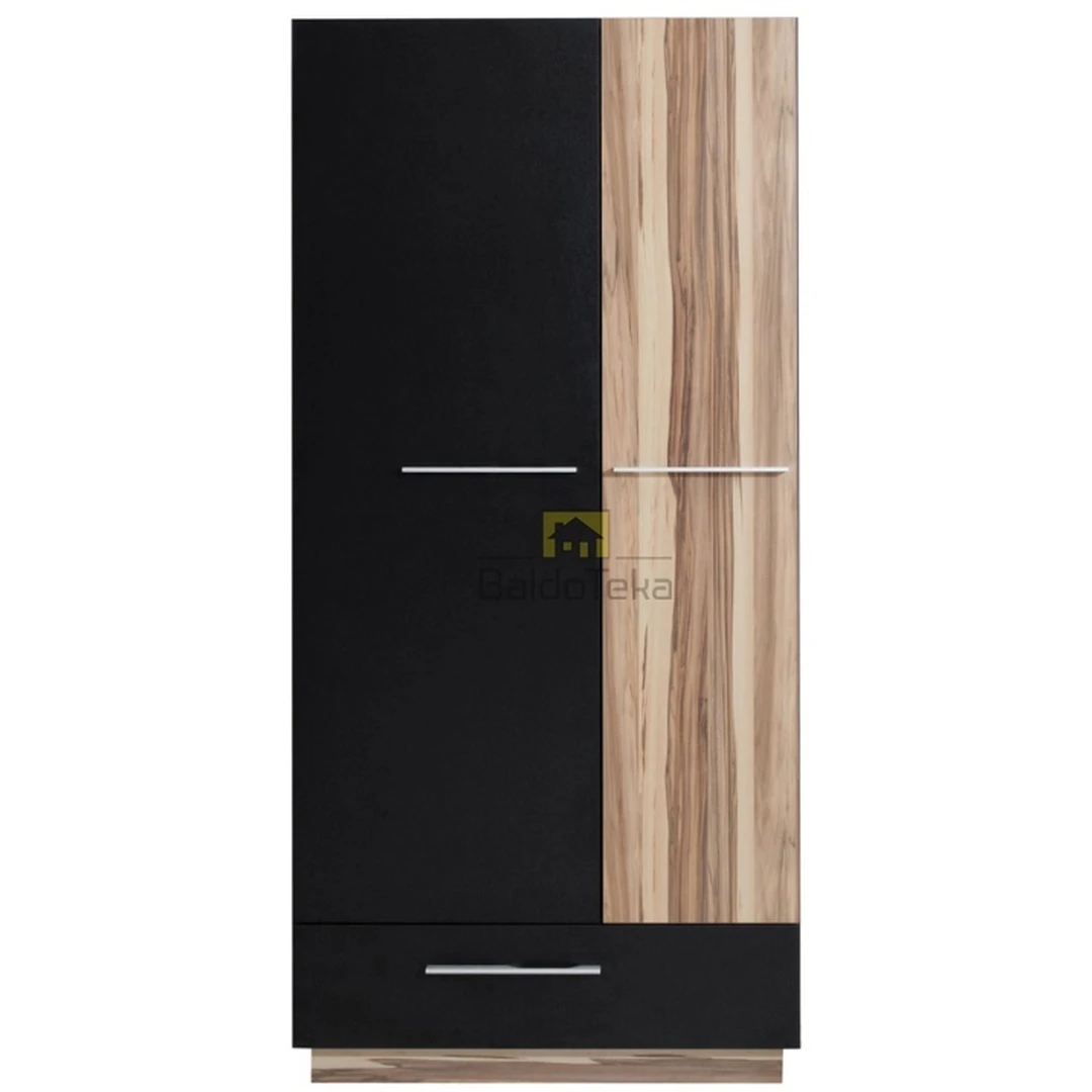 Šiuolaikiška spinta MONSUN – balta/juoda, matinė, 90x193x50 cm