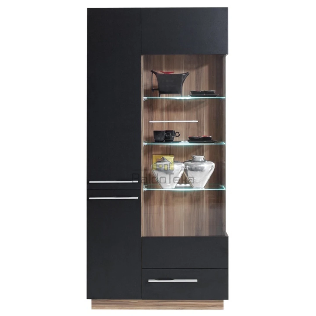 Šiuolaikiška spinta su LED apšvietimu, balta/juoda