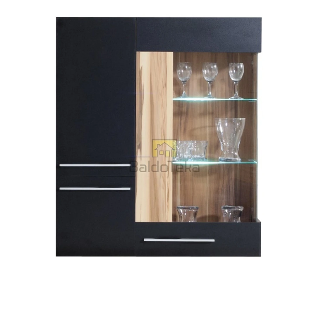 Elegantiška balta ir juoda spinta su integruotu apšvietimu