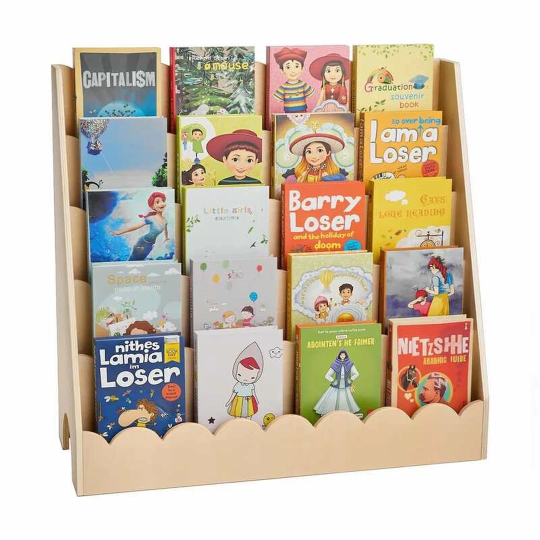 Montessori 5 pakopų vaikų knygų lentyna su kabliukais - Lentynos