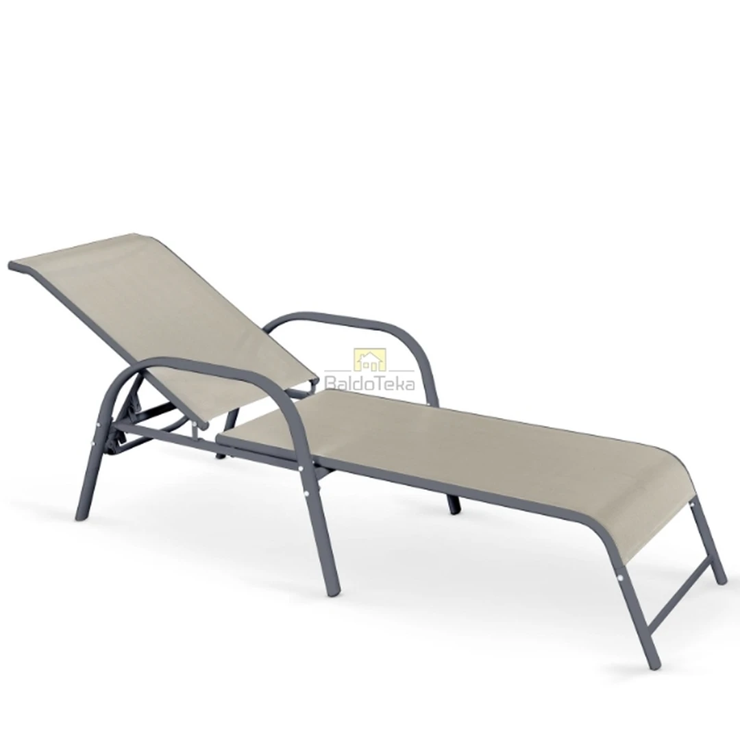 Ergonominė pilka metalinė lova su tinkleliu, 193x95x65 cm