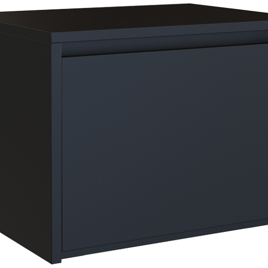 Stilinga juoda naktinė spintelė su vienu stalčiumi