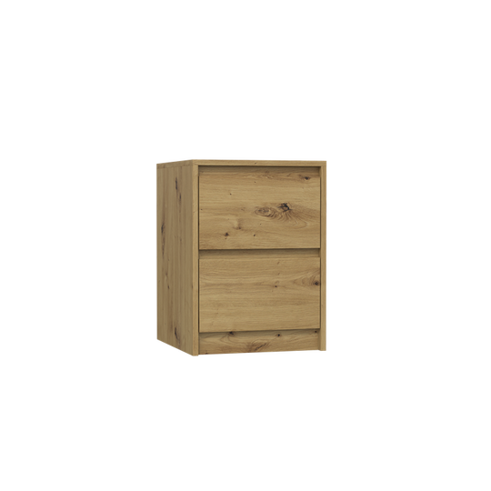 Kompaktiška dviejų stalčių naktinė spintelė iš MDP