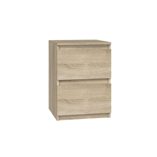 Įspūdinga dviejų stalčių naktinė spintelė ąžuolo spalva