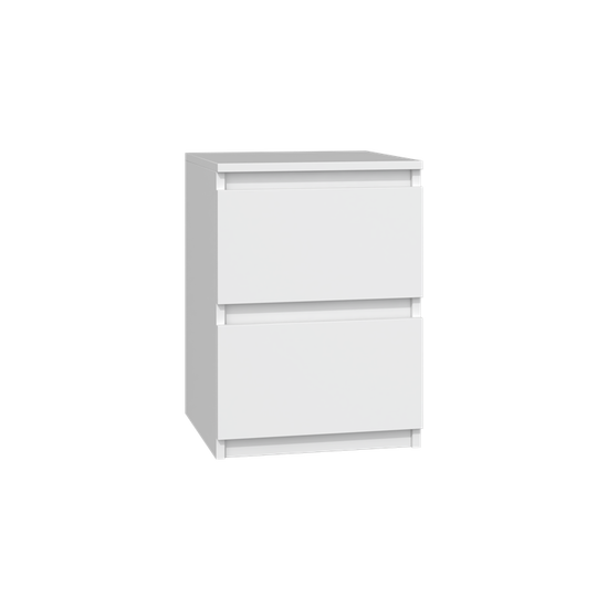 Styli balta dviejų stalčių naktinė spintelė