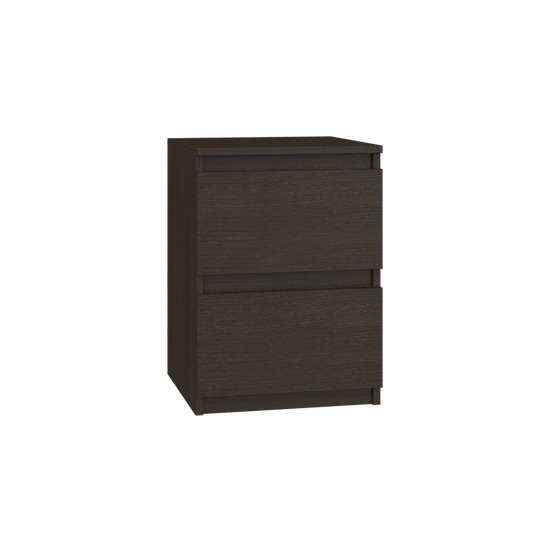 Tamsiai ruda dviejų stalčių naktinė spintelė wenge spalvos