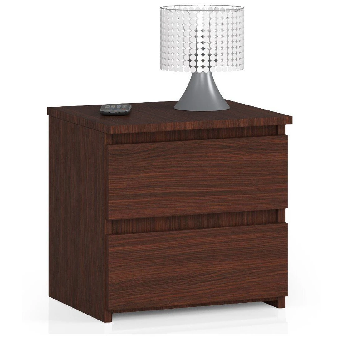 Tamsiai ruda naktinė spintelė iš 16 mm laminuotos plokštės