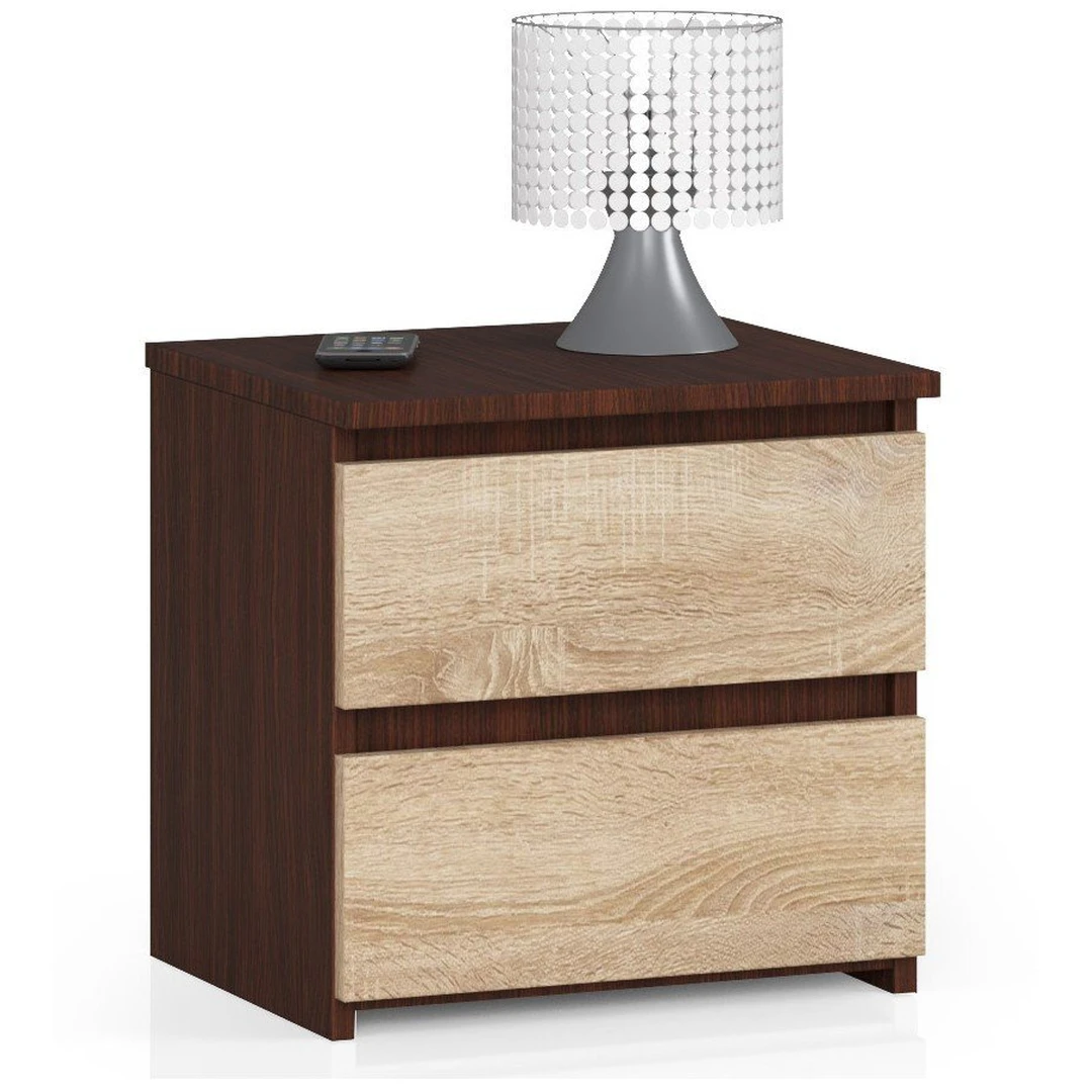 Stilingas naktinis staliukas su tamsia apdaila ir ABS plokštėmis