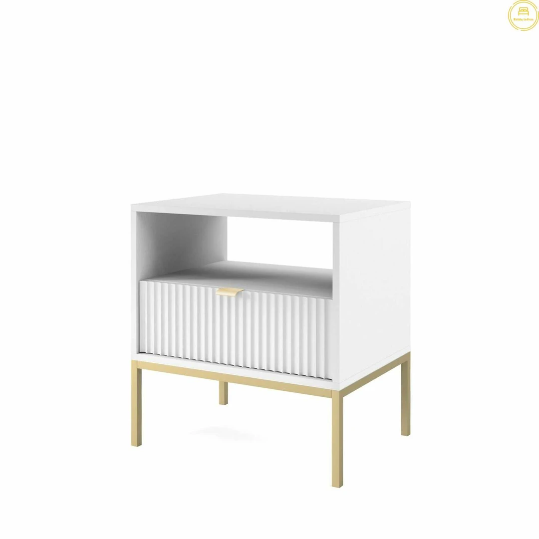 Modernus minimalistinis miegamojo spintos baldas su skyriais