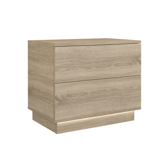 Dviejų stalčių naktinė spintelė su LED apšvietimu