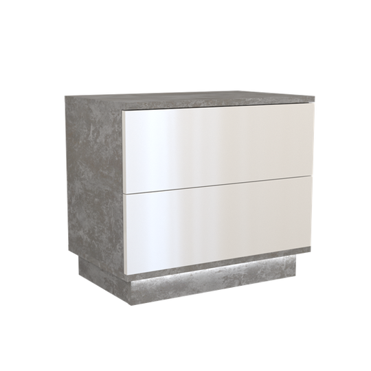 Stilinga dviejų stalčių naktinė spintelė su LED apšvietimu