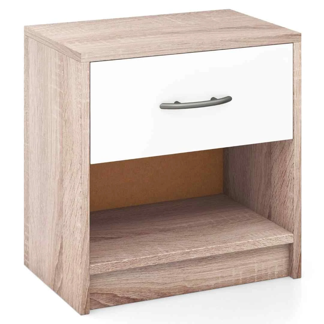 Naktinis staliukas 38,5x28x40,5cm., šviesiai rudos/baltos spalvos - Naktinės spintelės
