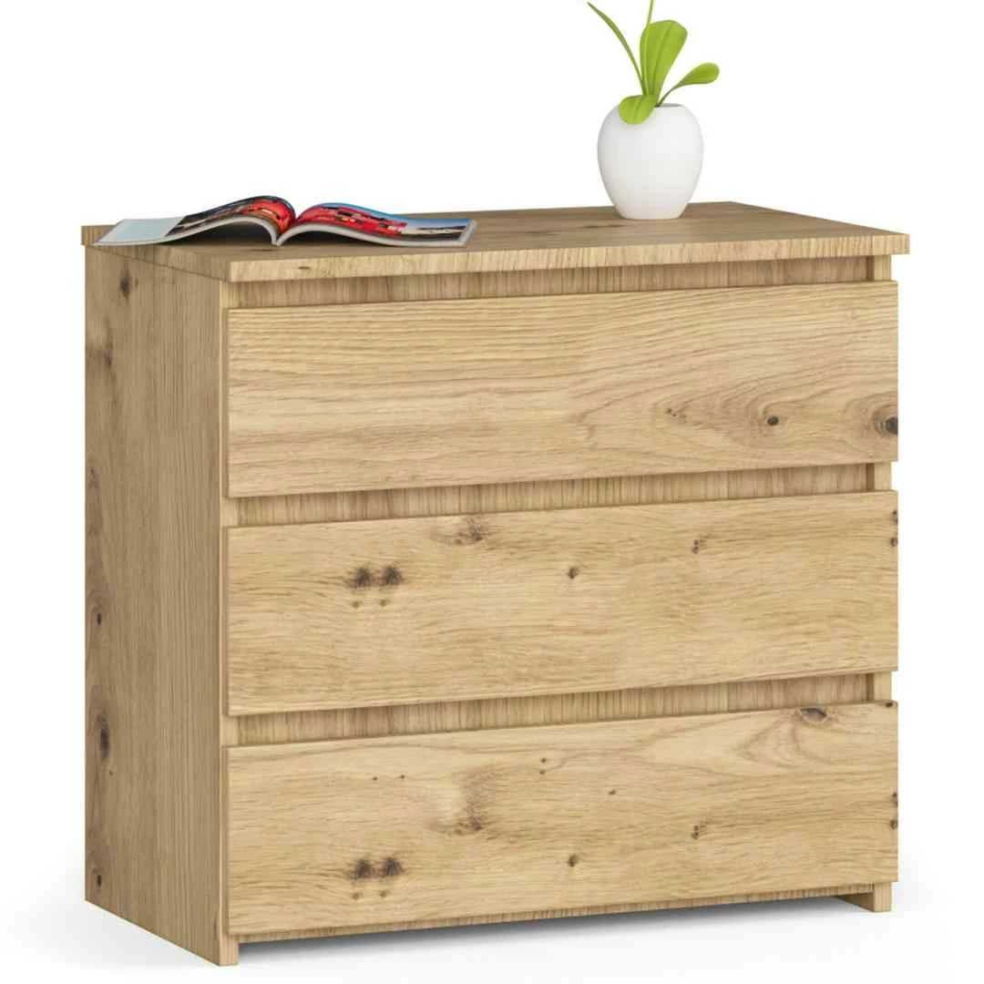 Naktinis staliukas AKORD CL3, 3 stalčiai, rudos spalvos, 60 × 57 × 35 cm - Naktinės spintelės