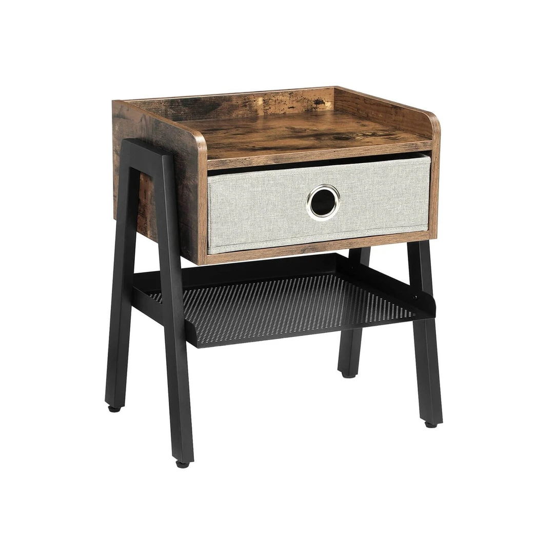 Stylingas naktinis staliukas su medžiaginiu stalčiumi