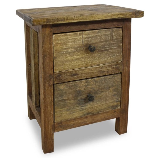 Naktinis staliukas, masyvi perdirbta mediena, 40x30x51cm - Naktinės spintelės
