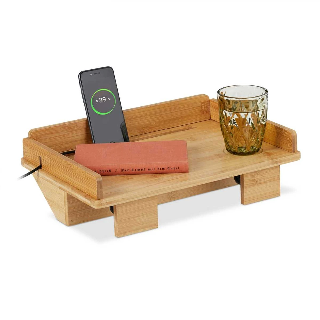 Naktinis staliukas Relaxdays 10046326.0, Su planšetės laikikliu, 38 × 11 × 26 cm - Naktinės spintelės