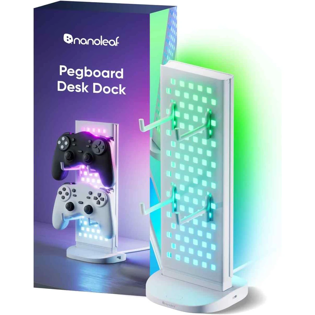 Nanoleaf Pegboard Desk Dock stalinė lempa, Balta - Staliniai šviestuvai