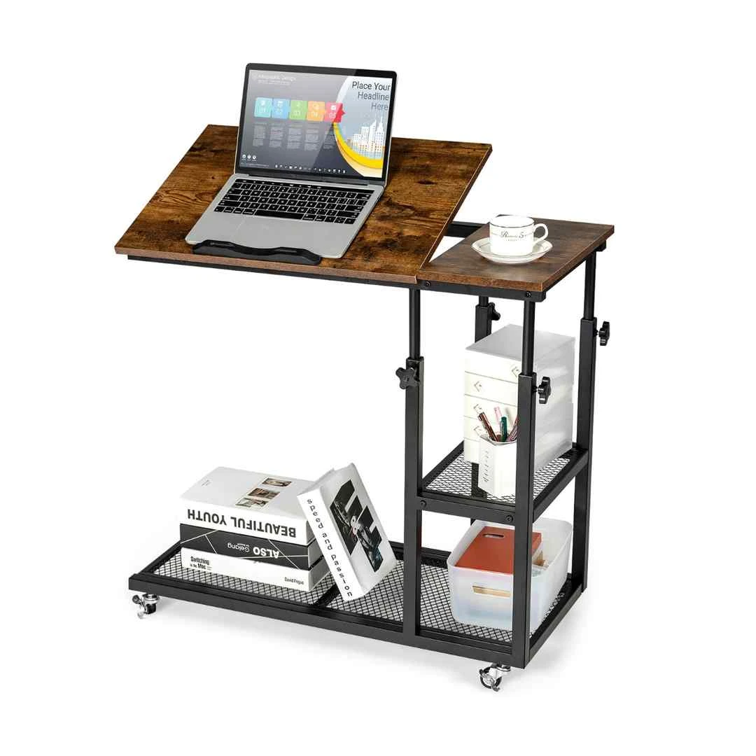 Nešiojamojo kompiuterio stalas 80x40x95cm rudas juodas