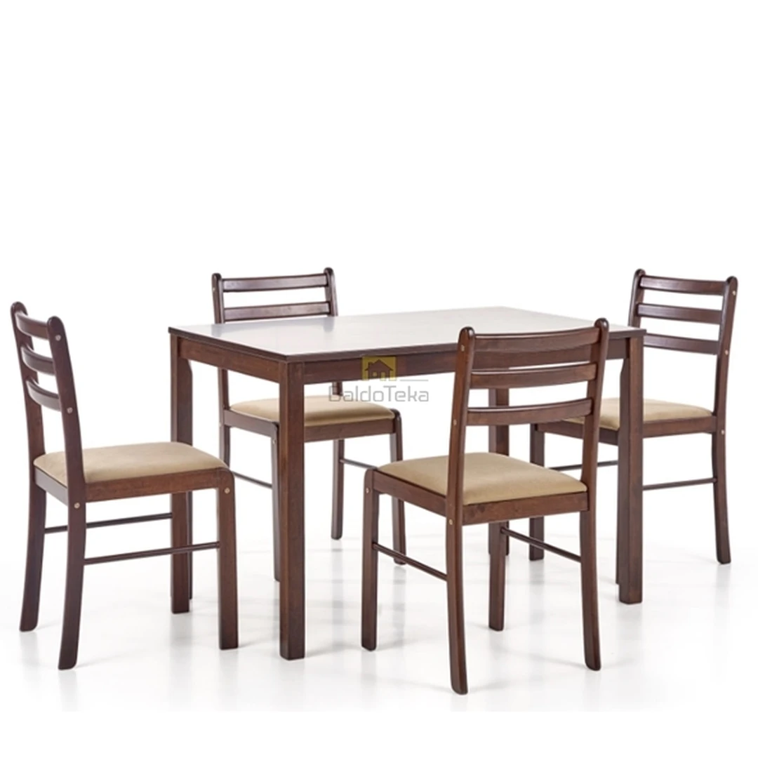 Elegantiškas stalo komplektas su 4 kėdėmis, espresso spalva