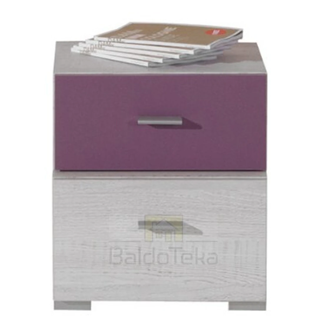 Stylish LMDP/ABS Cabinet with Plastic Handles in Bleached Pine & Violet