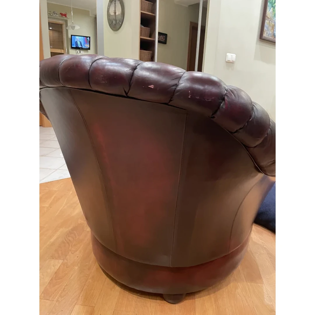 Bordo odiniai baldai: foteliai ir sofa komplektu