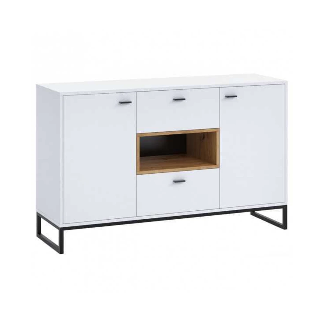 Balta ir ąžuolo spalvos spinta su tylus uždarymu