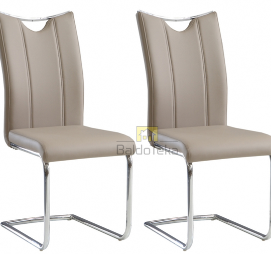 Stylinginės kėdės iš ekoodos ir metalo, cappuccino spalvos