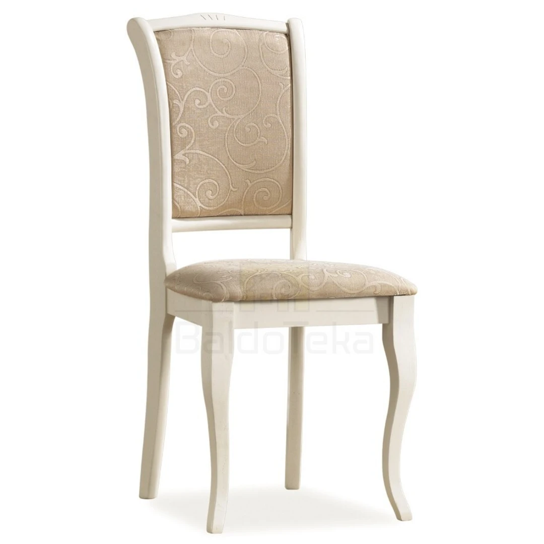 Natūralaus medžio gobeleno spintelė balta ecru spalva