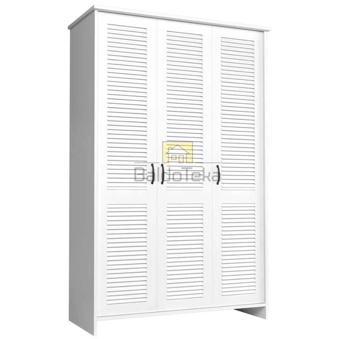 Šiuolaikiška balta matinė spinta su minimaliu dizainu