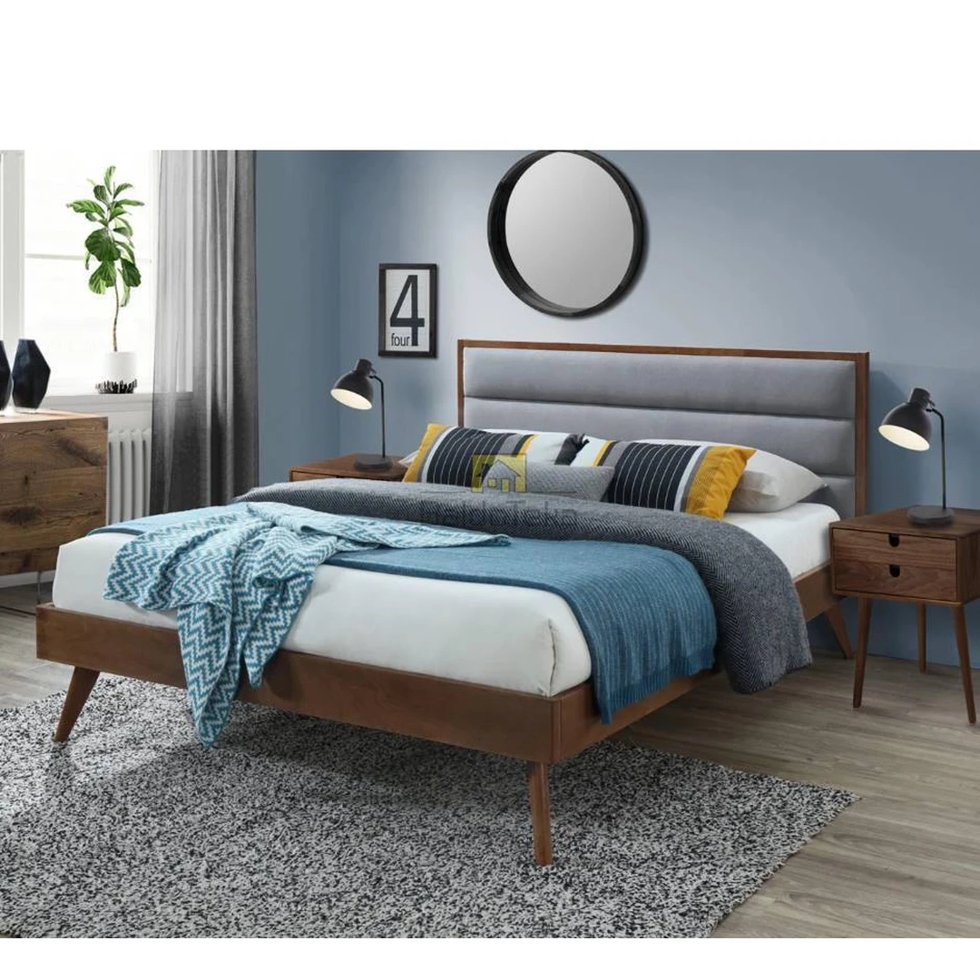 Ergonominė lova iš natūralaus medžio su gobelenu