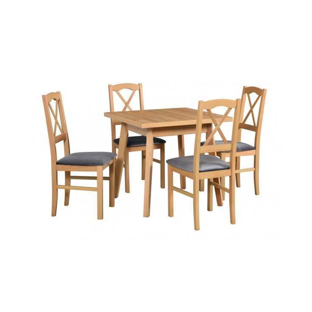 Moderni buko medienos stalų komplektas su išskleidžiamu stalviršiu