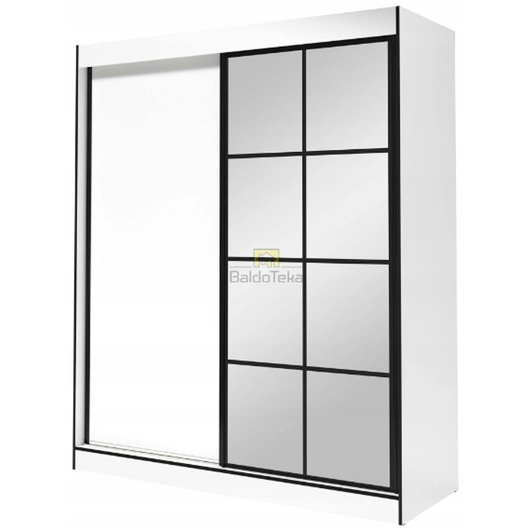 Stilinga spintelė su veidrodžiu, balta matinė/juoda