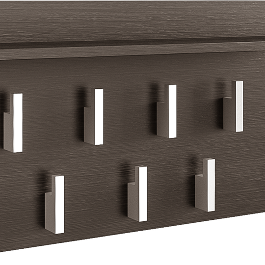 Stilinga tamsiai ruda kabyklė su 7 kabliukais ir patogia lentyna