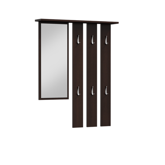 Stilinga drabužių kabykla su veidrodžiu ir lentyna