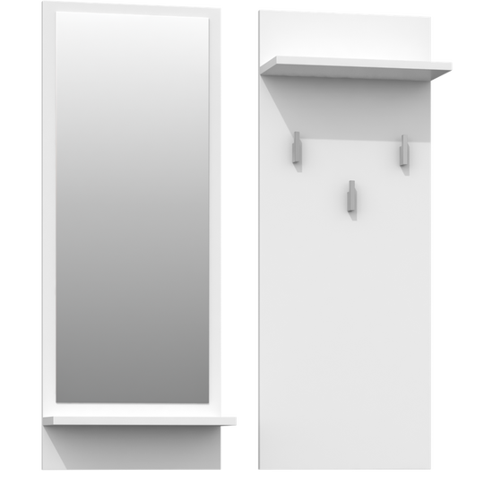 Stilinga kabykla su veidrodžiu ir lentynomis