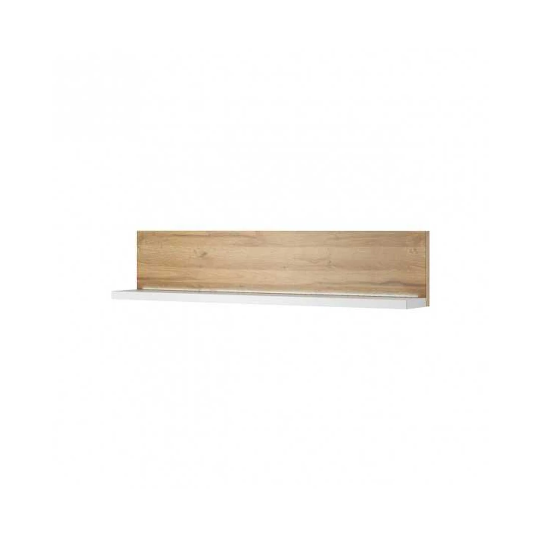 Platus 150 cm balta spintelė su natūraliu ąžuolo atspalviu