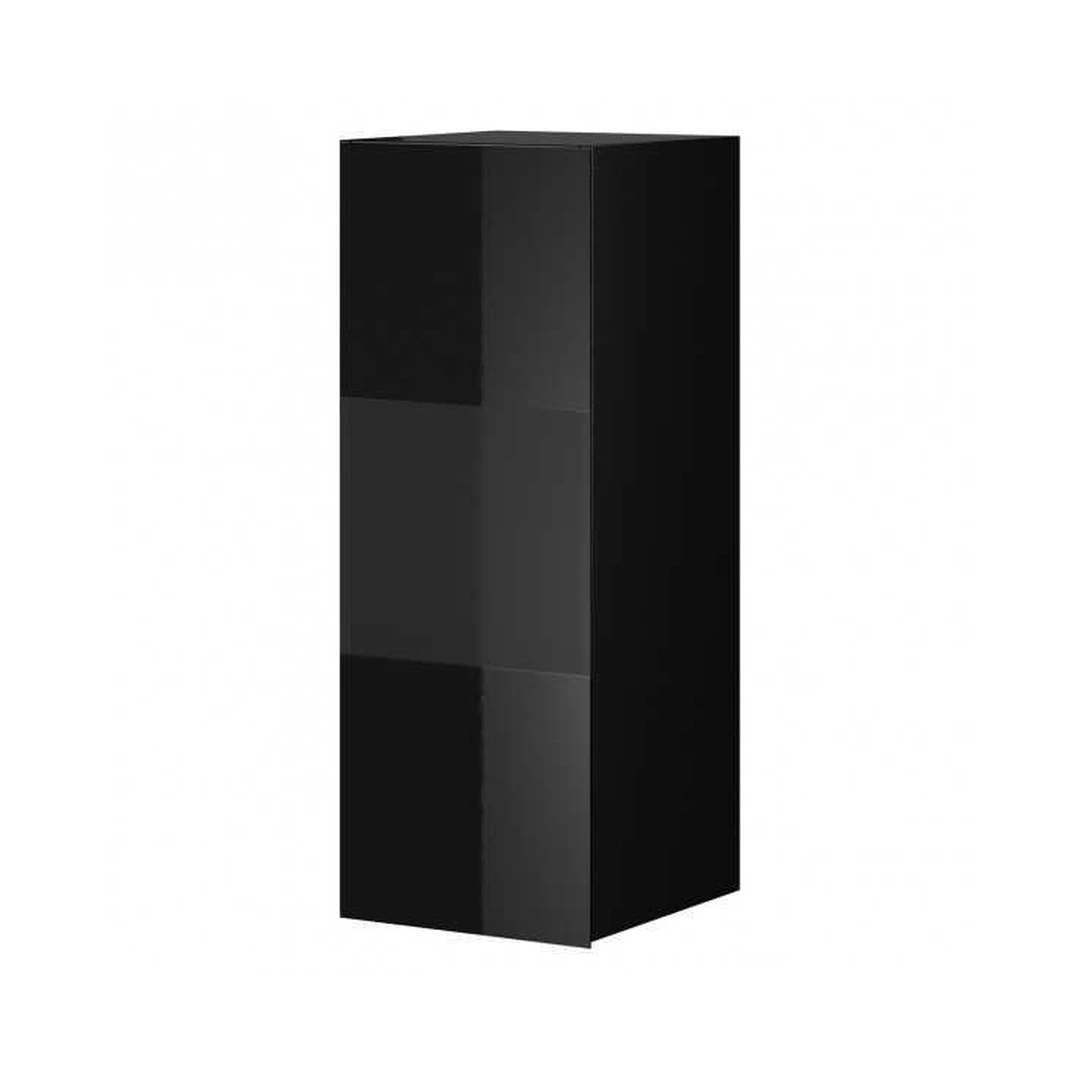 Moderni juoda stiklinė spinta su LED apšvietimu