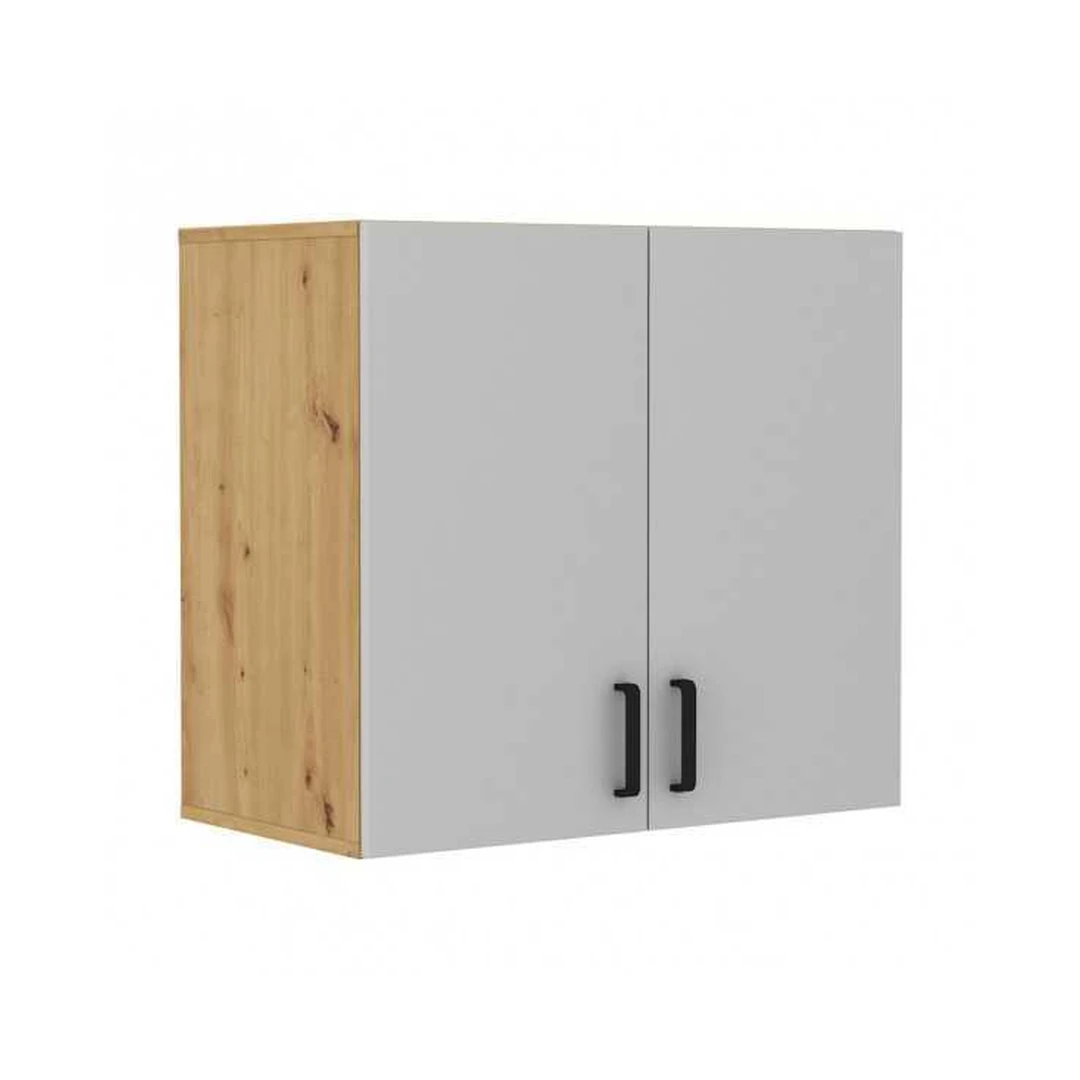 Moderni spintelė „Artisan“ ąžuolo spalvos su juodomis rankenomis