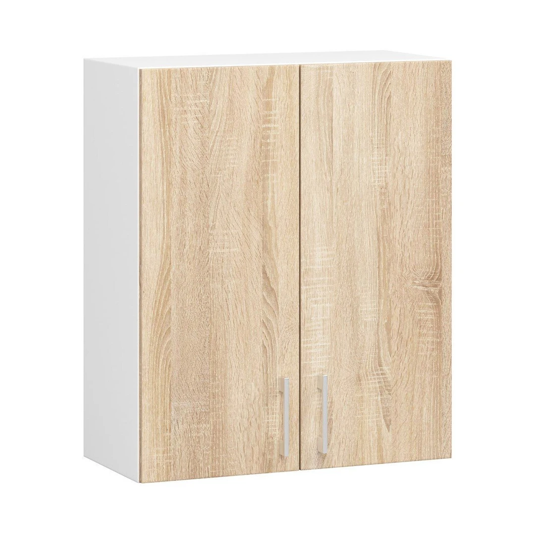 Balta virtuvės spintelė W60 D2 LIMA su Sonoma ąžuolo priekiu