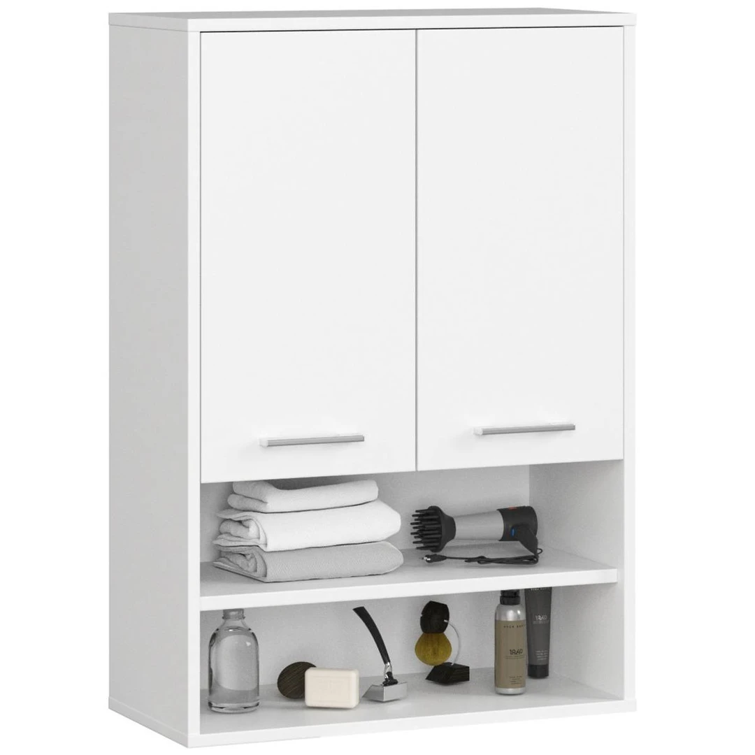 Pakabinama vonios spintelė FIN H934 W64, 2 durys, baltos spalvos, 64 × 94 × 30 cm - Vonios spintelės