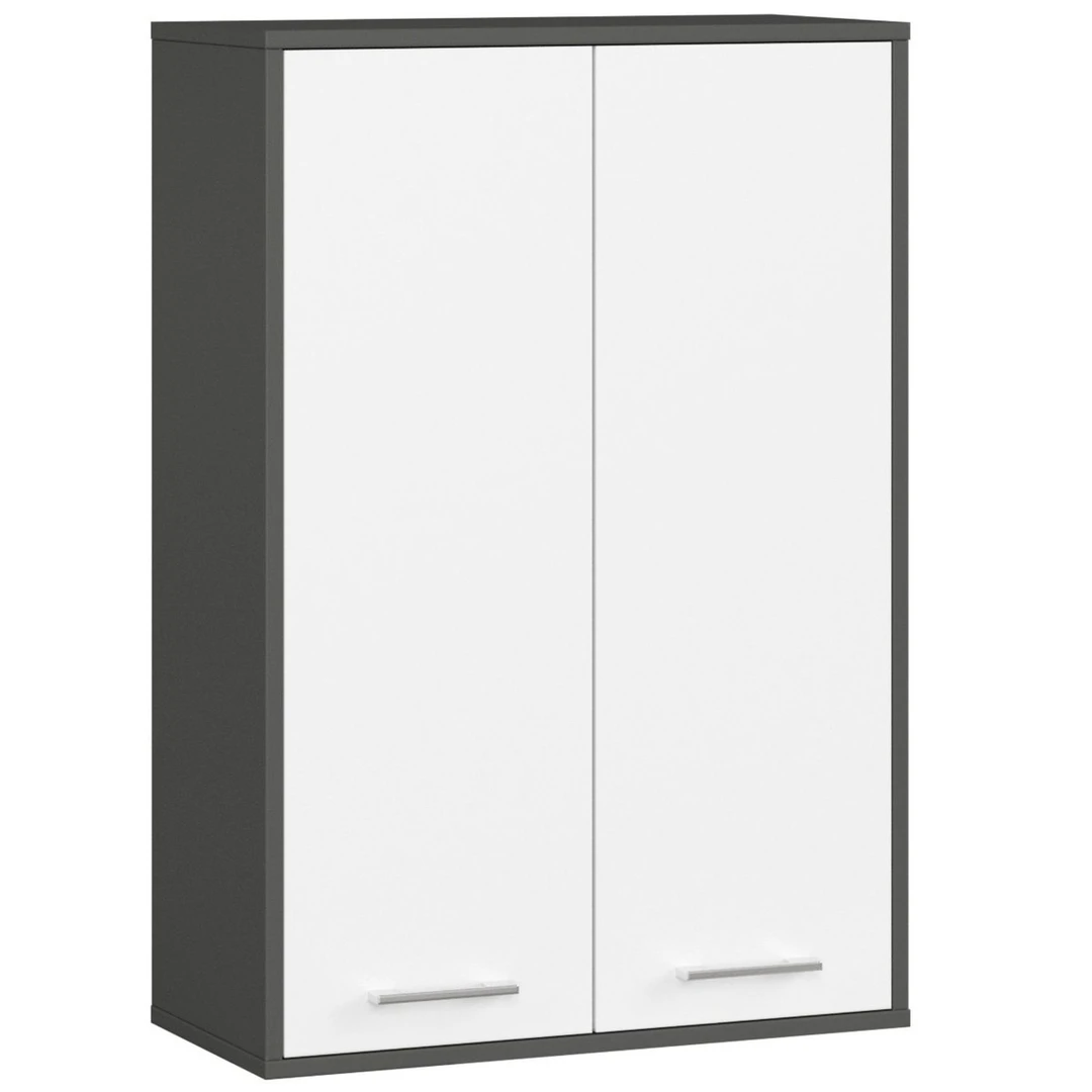 Pakabinama vonios spintelė FIN H934 W64, 2 durys, pilkos/baltos spalvos, 64 × 94 × 30 cm - Vonios spintelės