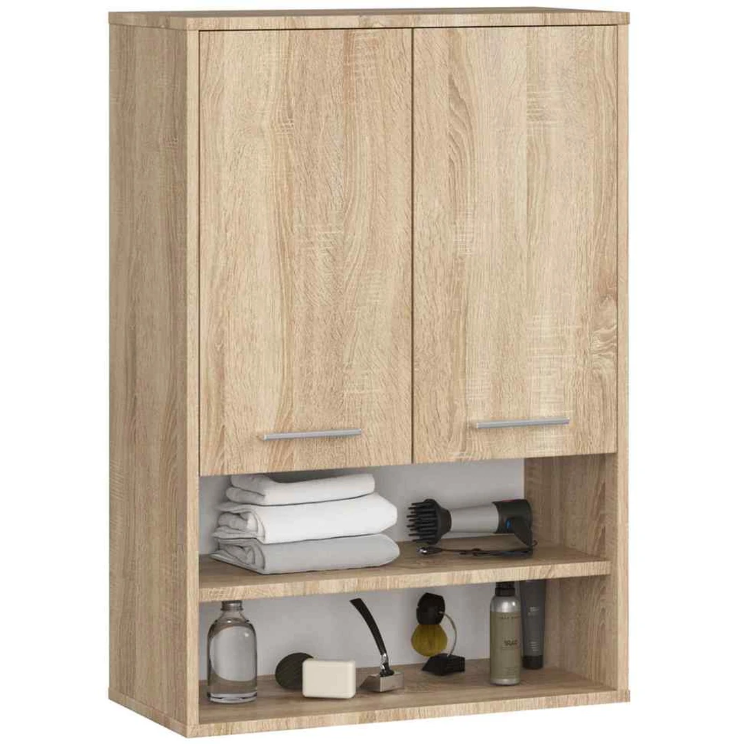 Pakabinama vonios spintelė FIN H934 W64, 2 durys, rudos spalvos, 64 × 94 × 30 cm - Vonios spintelės