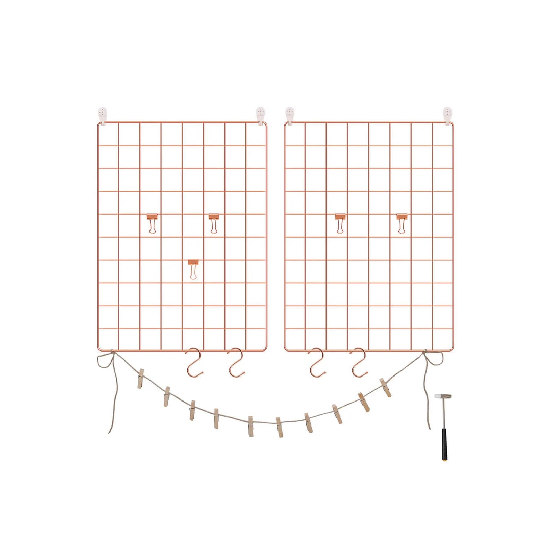 Stilinga rožinio aukso sieninė lentyna su spaustukais