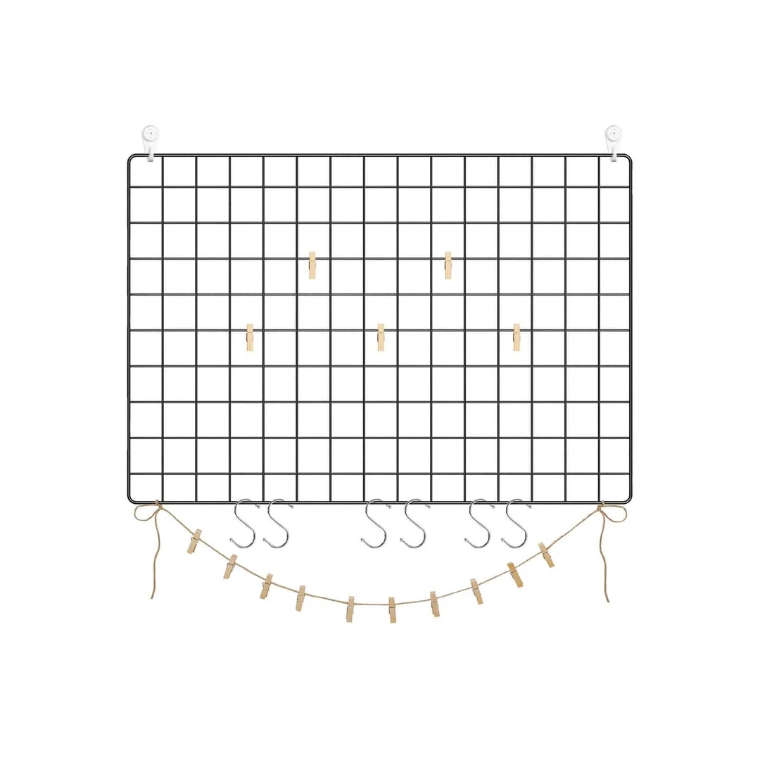 Stilinga juoda sieninė lentyna su grotelėmis