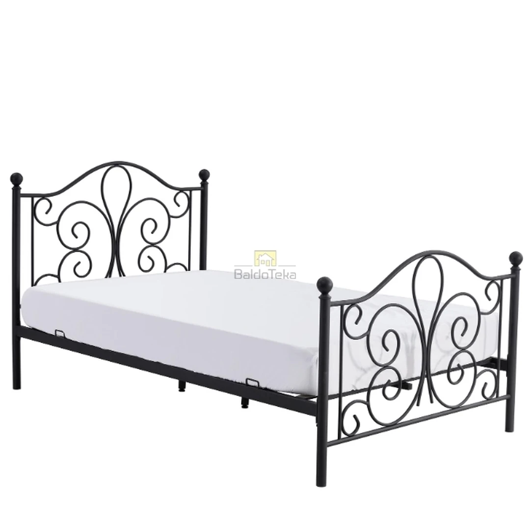 Ergonomiška juoda metalinė lova 90x200 cm